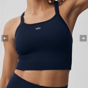 ALO Yoga Women's Navy Ribbed Crop Top